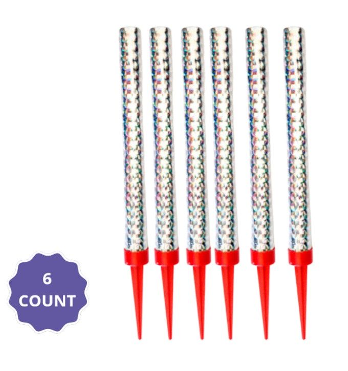 Bottle Sparklers – 6", Color: Silver