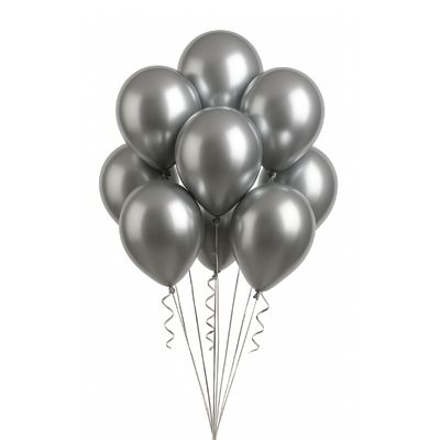 Latex Balloons Packaged – Silver (Multiple Sizes Available)