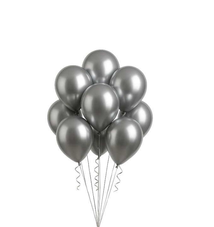 Latex Balloons Packaged – Silver (Multiple Sizes Available), Size &amp; Qty: 5"-50ct