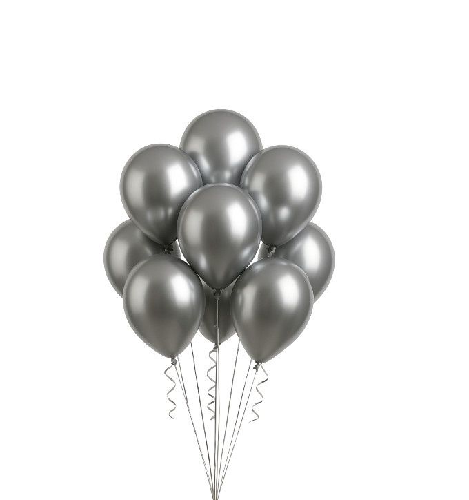 5" Latex Balloons – Silver, 50ct per Bag