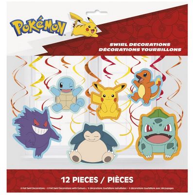 Pokémon Hanging Swirl Decorations 12ct