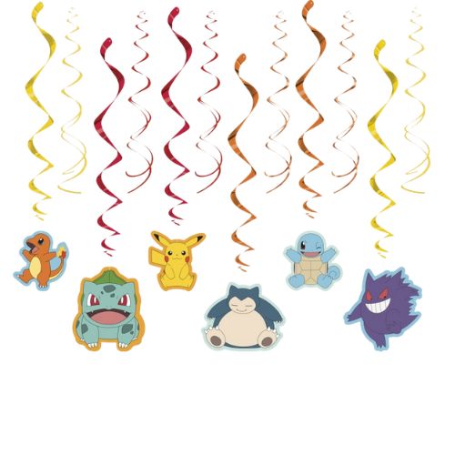 Pokémon Hanging Swirl Decorations 12ct