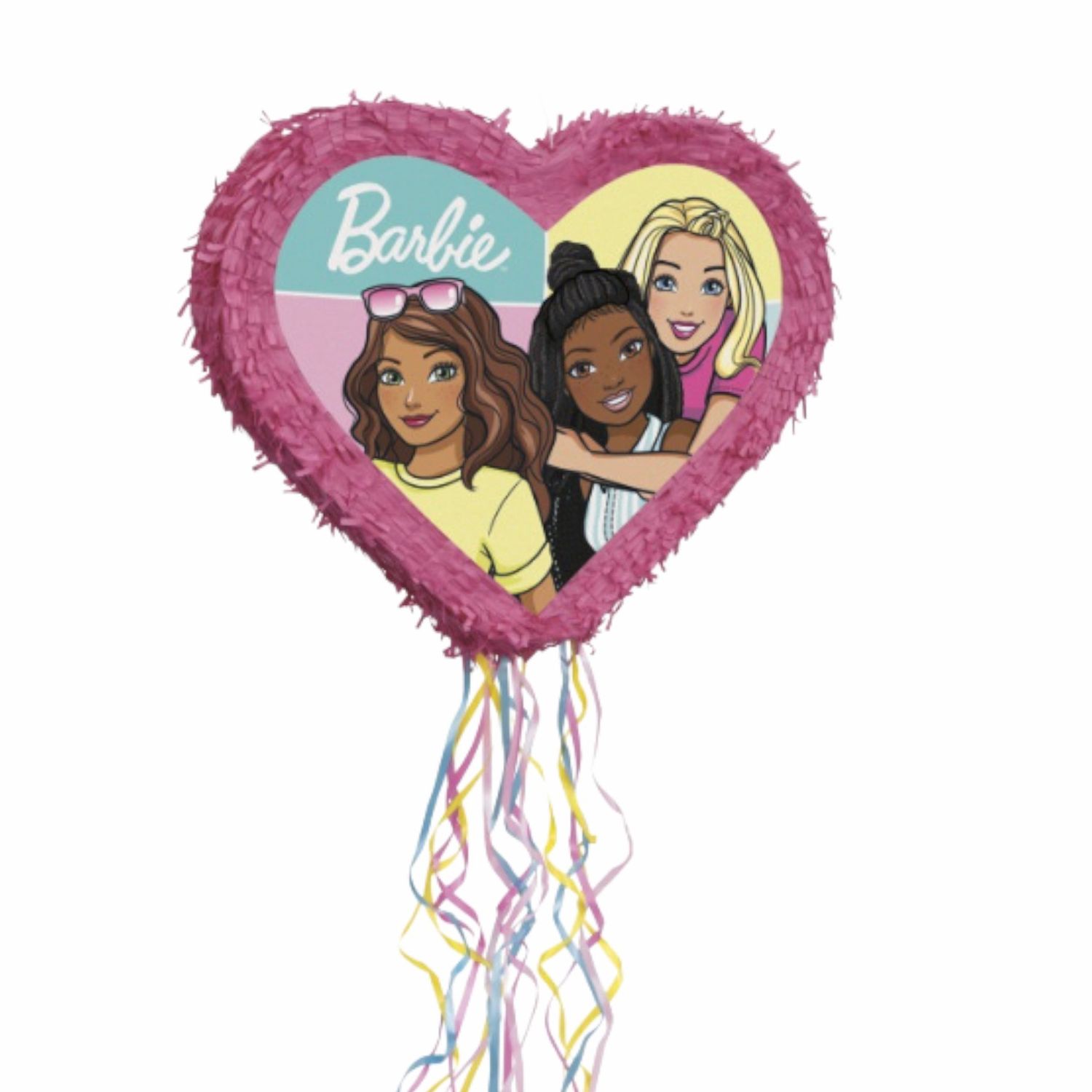 Barbie Heart-Shaped Drum Pull Piñata – 19.69" x 3.75" x 17.50"
