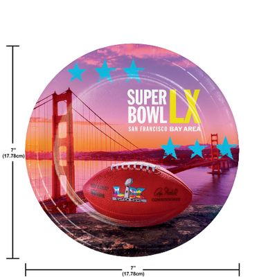 Super Bowl LX 7" Dessert Paper Plates – 8ct