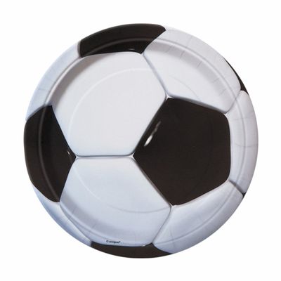 3D Soccer Round 9" Dinner Paper Plates – 8ct