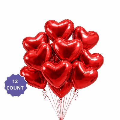 Red Heart Foil Balloon – 17", 12ct Deal Bundle