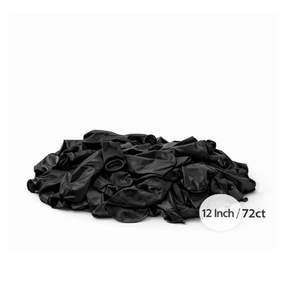 12" Latex Balloons – Black, 72ct per Bag