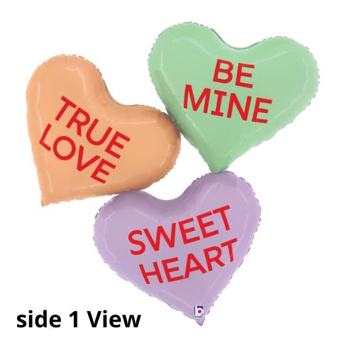 Conversation Heart Messages Balloon – 37" (Multi-Heart design)