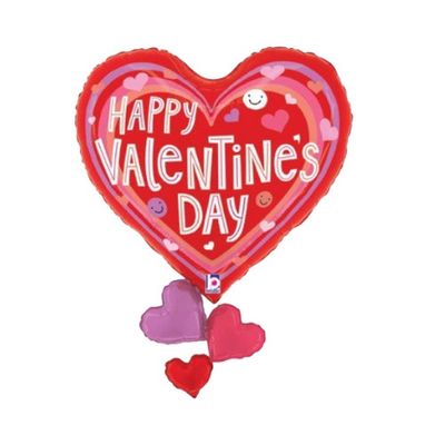 Large Shape Happy Valentine’s Day Smiley Hearts Foil Balloon – 28"