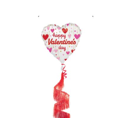Airwalker Coil Tail Satin HVD Dangling Hearts Foil Balloon – 36" x 68"