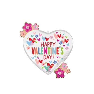 LRG SHP HVD Valentine Hearts &amp; Daisies Foil Balloon – 25"