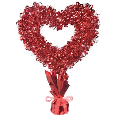 Red Heart Tinsel Centerpiece 14 3/4"H x 10 1/4"W
