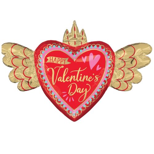 LRG SHP HVD Artistic Affection Wings Foil Balloon – 37"