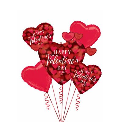 Happy Valentine’s Day Romantic Glow Balloon Bouquet – 5pcs Set