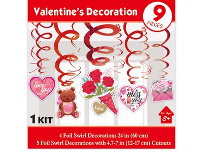 Valentine’s Day Swirl Decorations – 9pc Kit