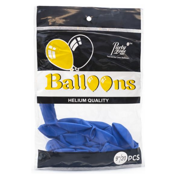 9" Latex Balloons – Royal Blue, 20ct per Bag