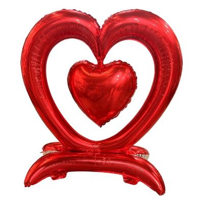Air-Filled Stand-UP Heart Frame Foil Balloon – 36" x 34" (Red)
