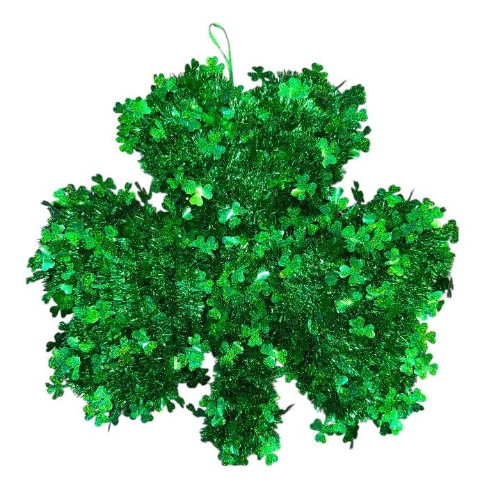 Deluxe Hanging Tinsel Shamrock – 17" H x 18" W