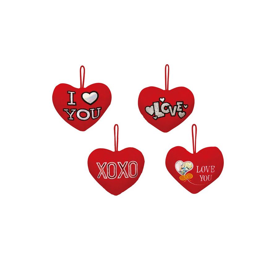 V‑Day Red Heart Plush – Assorted Designs, 4" x 6"