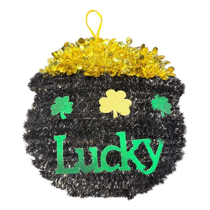 Tinsel Lucky Pot of Gold – 11" x 11"