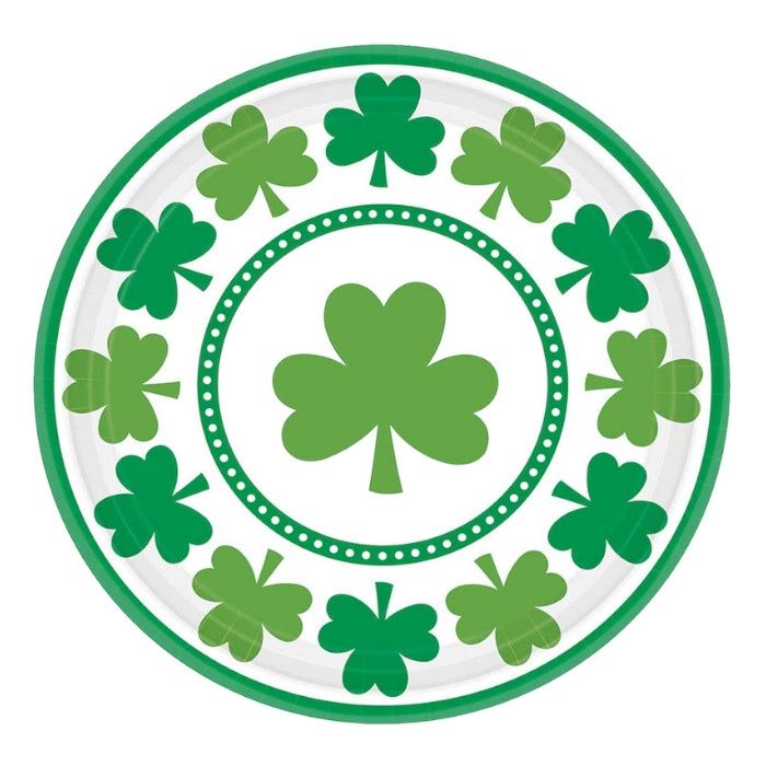 St. Patrick’s Day Shamrock Paper Dessert Plates – 7", 8ct