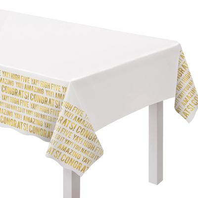 Congratulations Plastic Table Cover – 54" x 102"
