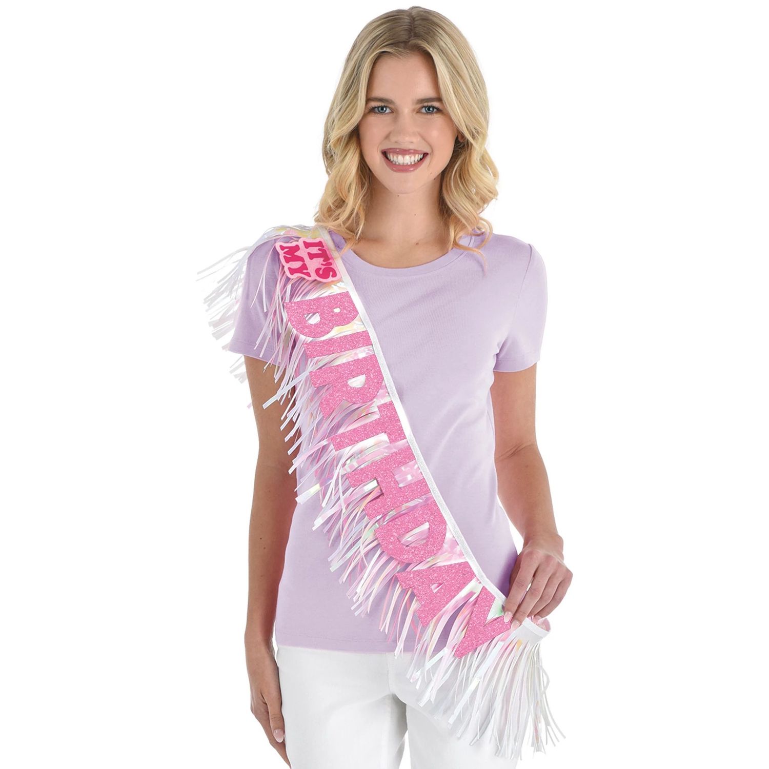 Iridescent It's My Birthday Sash 30"