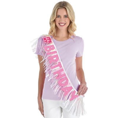 Iridescent It's My Birthday Sash 30"