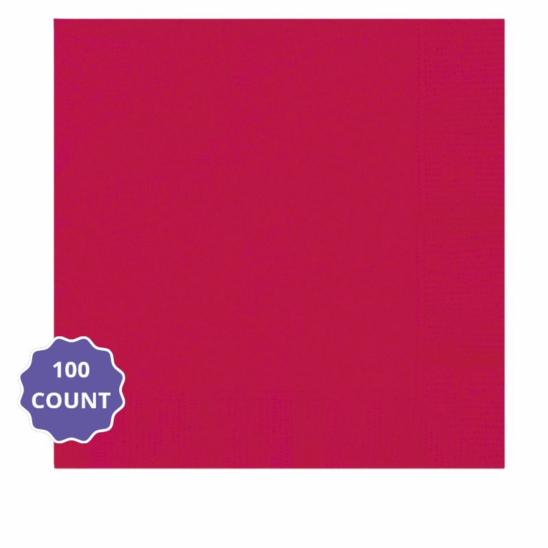 Solid Color Luncheon Napkins – 100ct, Color: Red