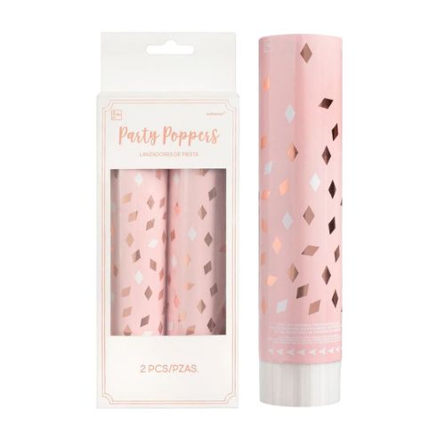 Blush Birthday Confetti Poppers – 8", 2ct