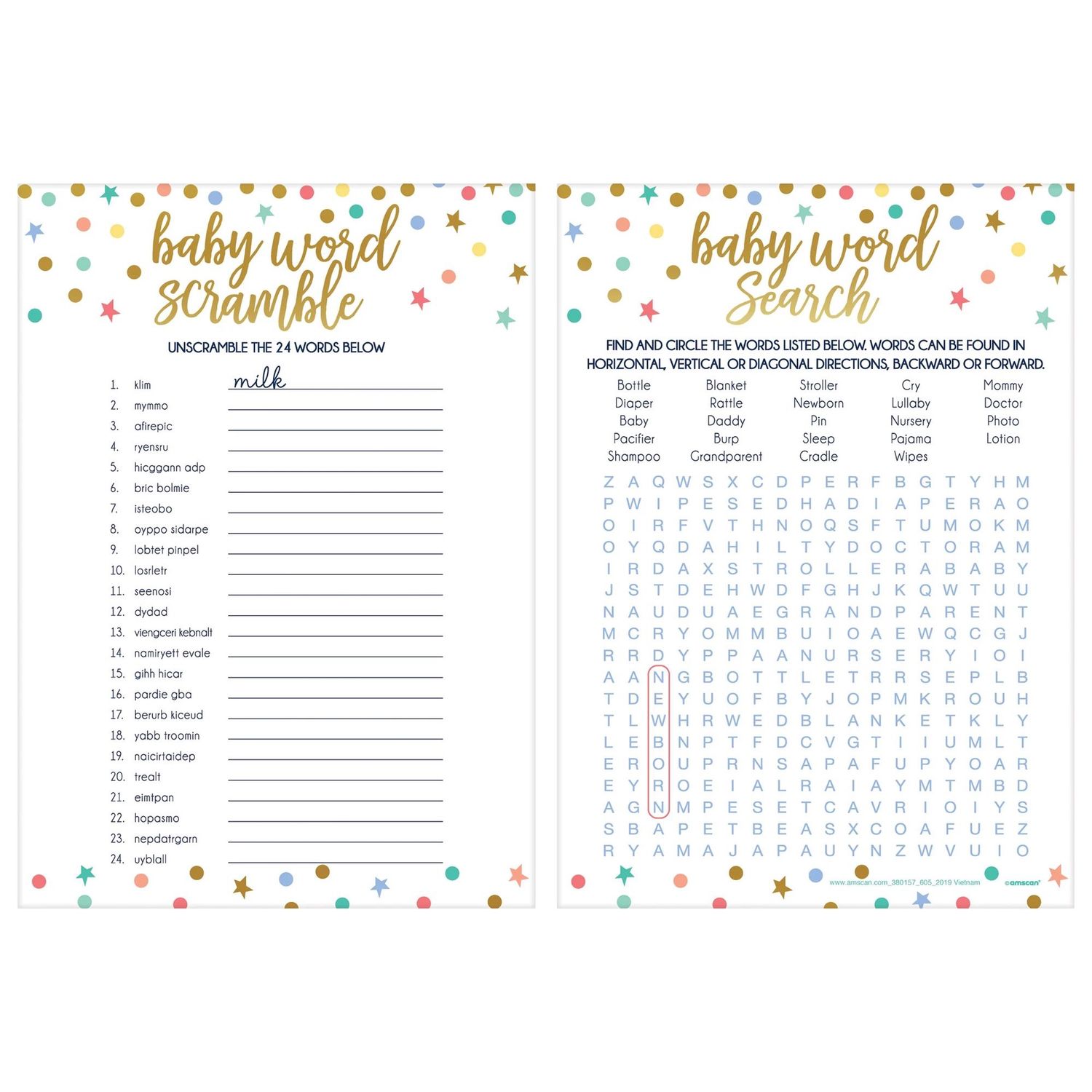 Baby Shower 2-in-1 Word Game