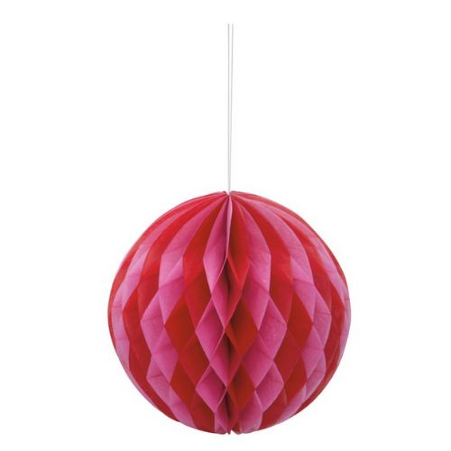 Red &amp; Pink Solid Honeycomb Ball – 8"