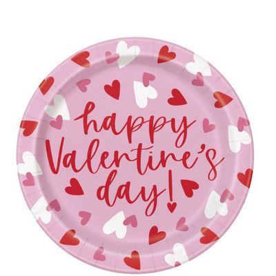 Fluttering Hearts “Happy Valentine’s Day!” Round 9" Dinner Plates – 8 Count