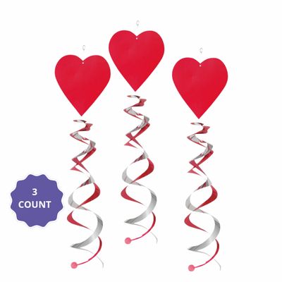 Valentine’s Day Double Hanging Swirl Decorations – 3 Count (26")