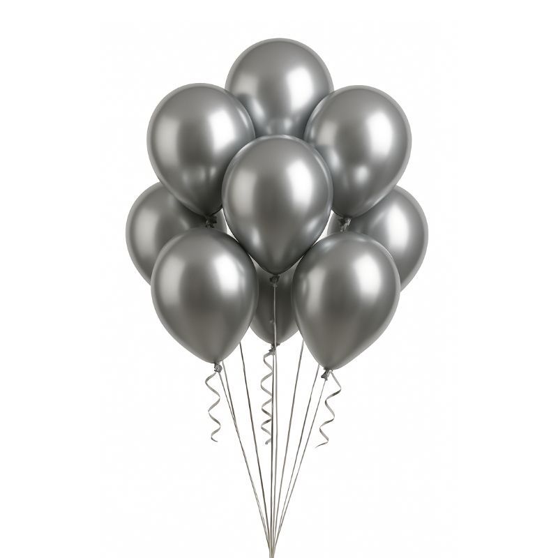 9" Latex Balloons – Silver, 20ct per Bag