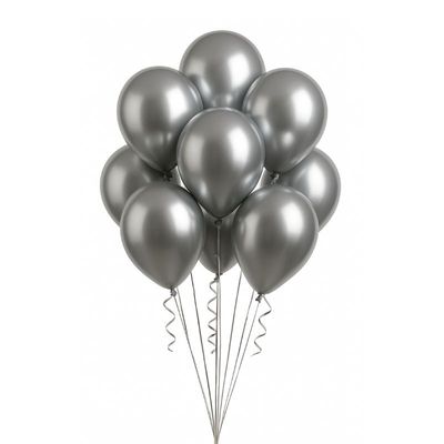 9" Latex Balloons – Silver, 20ct per Bag