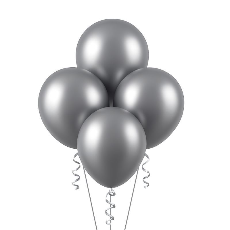 18" Latex Balloons – Silver, 4ct per Bag