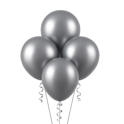 18" Latex Balloons – Silver, 4ct per Bag