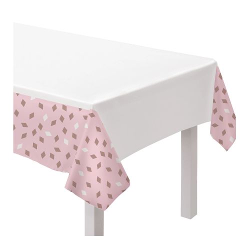 Blush Birthday Plastic Table Cover – 54" x 102"