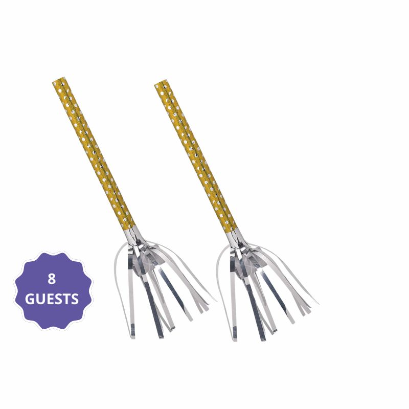 Birthday Accessories Silver &amp; Gold Fringed Blowouts – 8ct