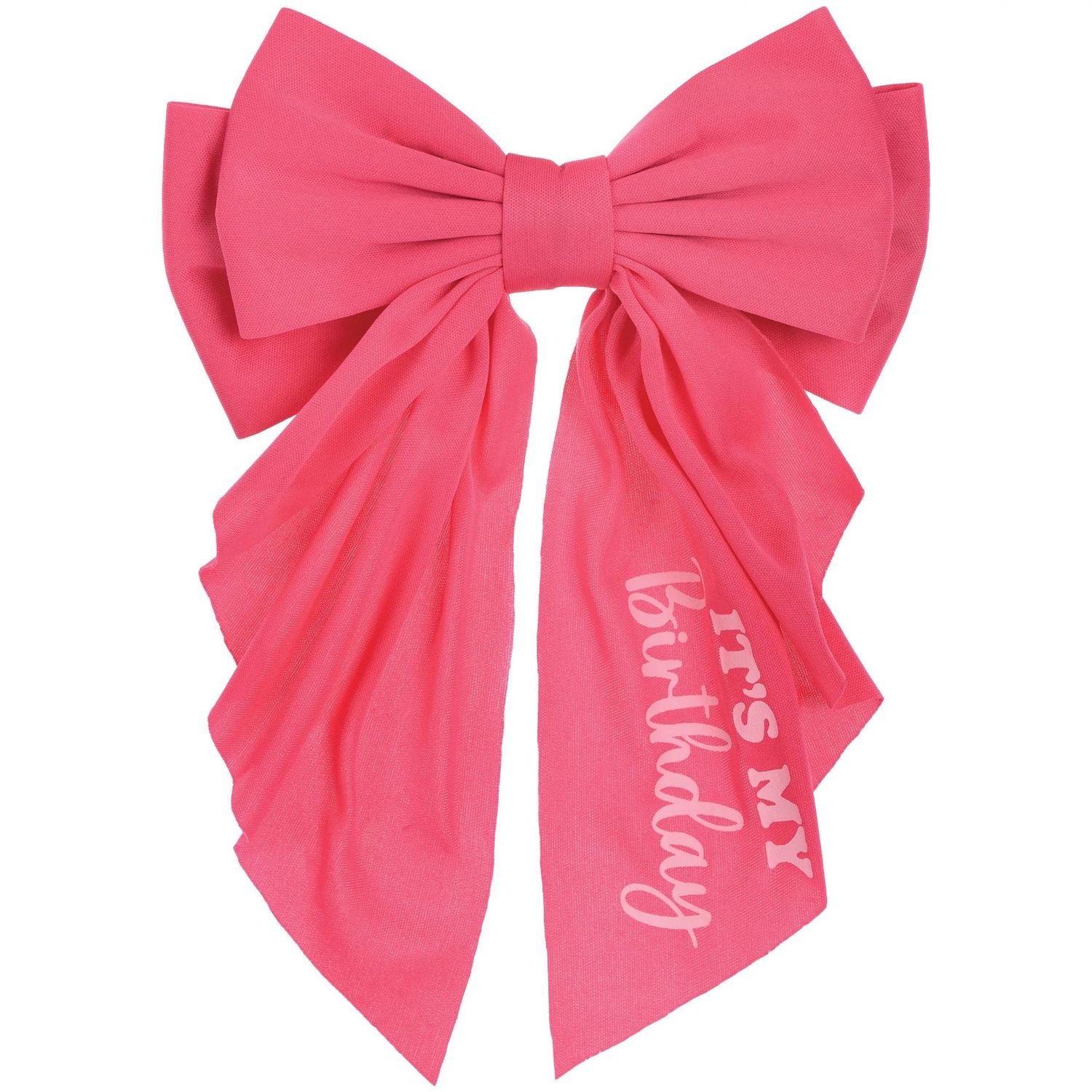 Elegant Iridescent/Pink Birthday Hair Bow – 7.5"