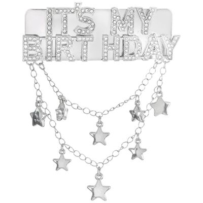 “It’s My Birthday” Rhinestone Hair Barrette – 3.5" x 1.82"