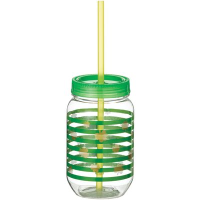 St. Patrick's Day Gold Shamrock Mason Jar Cup, 18.5oz