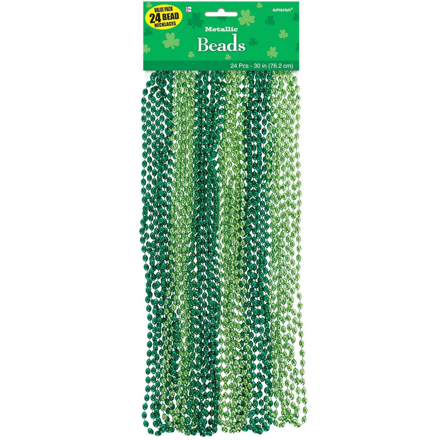 St. Patrick's Day Green Bead Necklaces 24ct