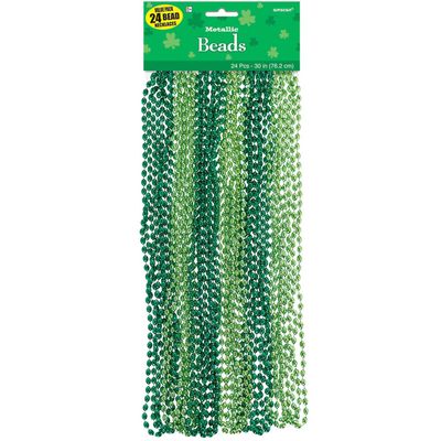 St. Patrick's Day Green Bead Necklaces 24ct
