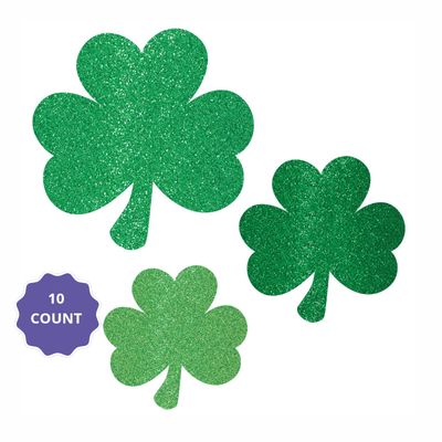 Glitter Shamrock Cutouts 10ct