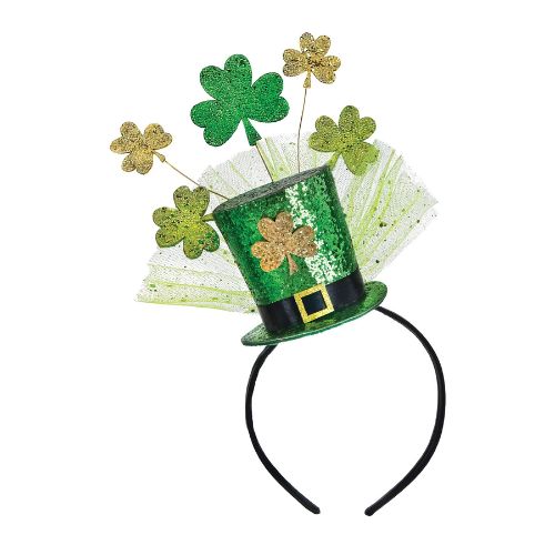 Glitter Shamrock St. Patrick's Day Top Hat Headband