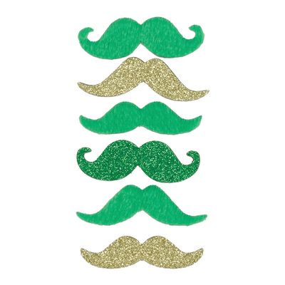 Green &amp; Gold St. Patrick's Day Moustaches 6ct