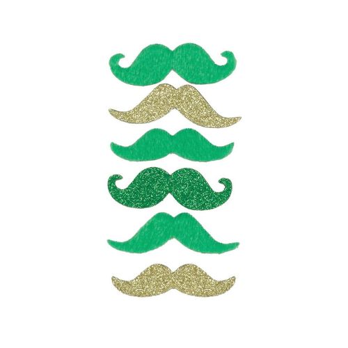 Green &amp; Gold St. Patrick's Day Moustaches 6ct