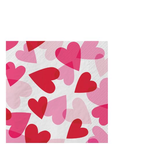 Heart Party Paper Beverage Napkins, 5in, 16ct